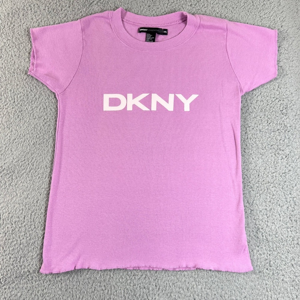 DKNY T-Shirt Women's P/S Orchid Purple Logo Baby Tee Vintage 90s Made in USA NWT - Picture 1 of 9